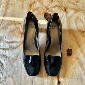 Joan & David Luxe Black Patent Leather Block Heels - Size 7M
